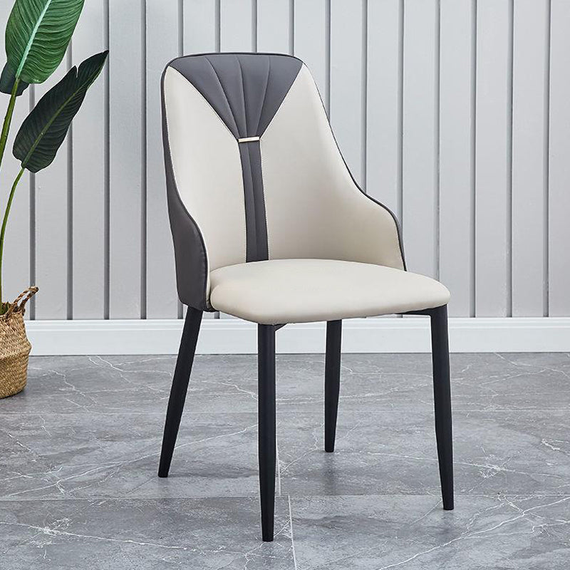 PU Leather Dining Chairs Industrial Style Arm Chair with Black Legs