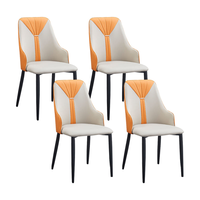 PU Leather Dining Chairs Industrial Style Arm Chair with Black Legs