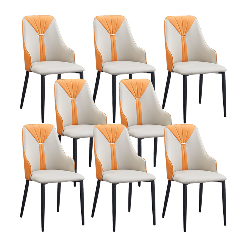 PU Leather Dining Chairs Industrial Style Arm Chair with Black Legs