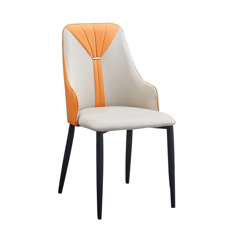 PU Leather Dining Chairs Industrial Style Arm Chair with Black Legs