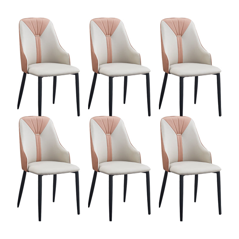 PU Leather Dining Chairs Industrial Style Arm Chair with Black Legs