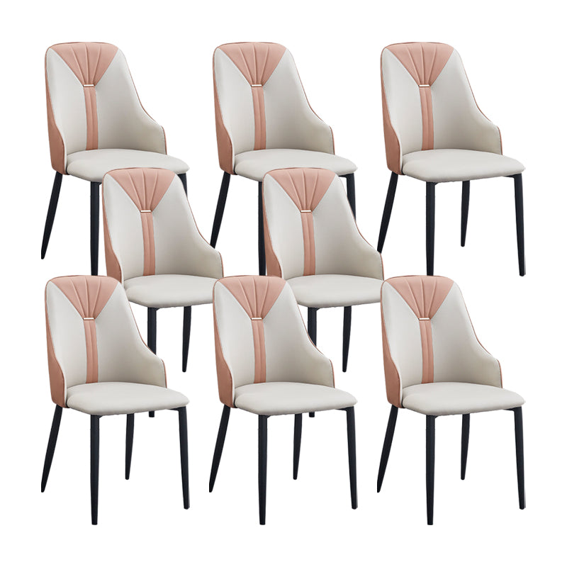 PU Leather Dining Chairs Industrial Style Arm Chair with Black Legs