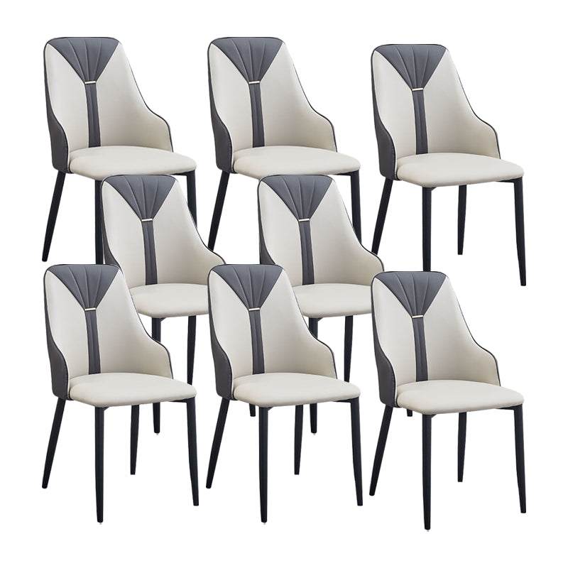 PU Leather Dining Chairs Industrial Style Arm Chair with Black Legs