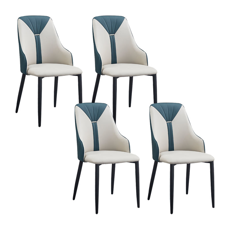 PU Leather Dining Chairs Industrial Style Arm Chair with Black Legs