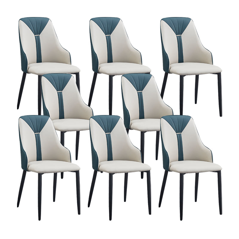 PU Leather Dining Chairs Industrial Style Arm Chair with Black Legs