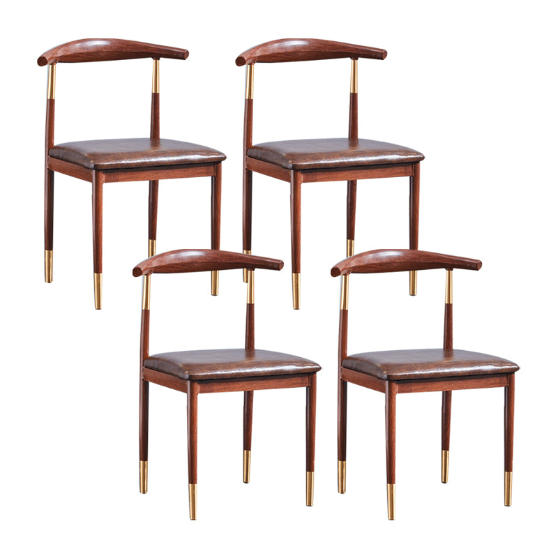 PU Leather Dining Chairs Industrial Open Back Dining Side Chair