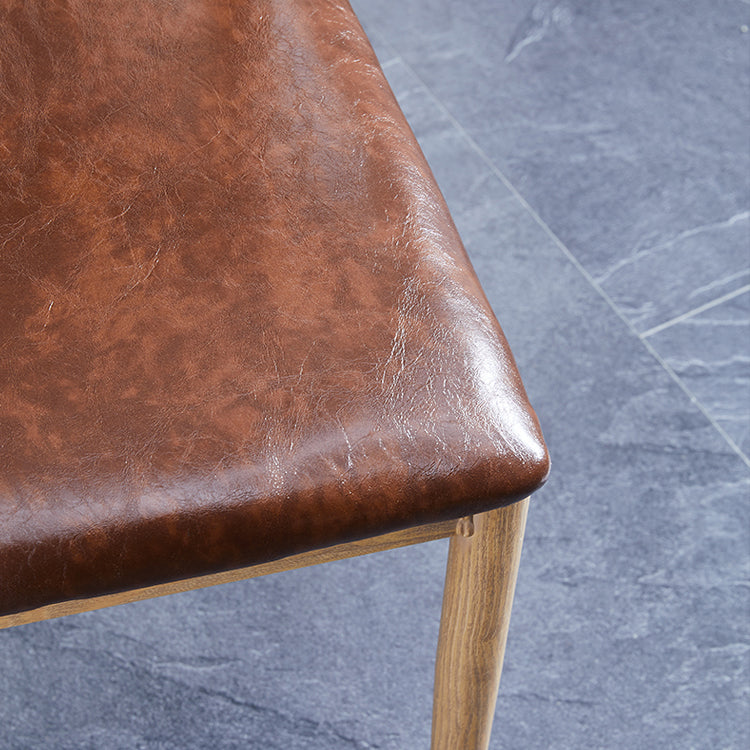 PU Leather Dining Chairs Industrial Open Back Dining Side Chair