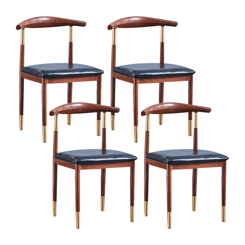 PU Leather Dining Chairs Industrial Open Back Dining Side Chair