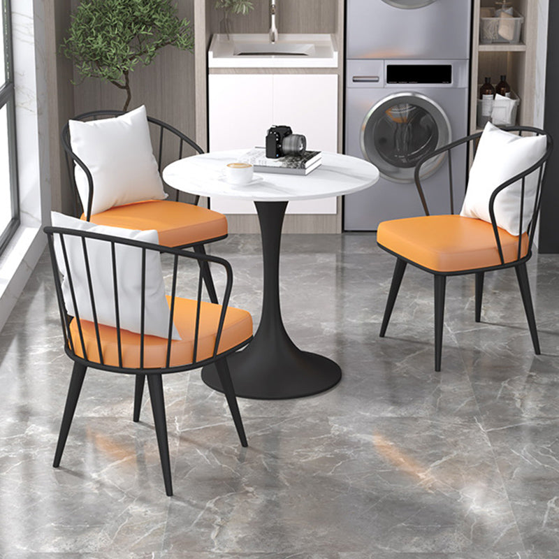 Dining Room Upholstered Chair Home Faux Leather Slat Back Dining Chair