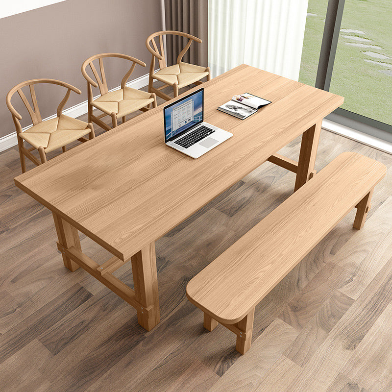 Contemporary Home Armless Chair Pine Wood Dining Side Chair in Natural