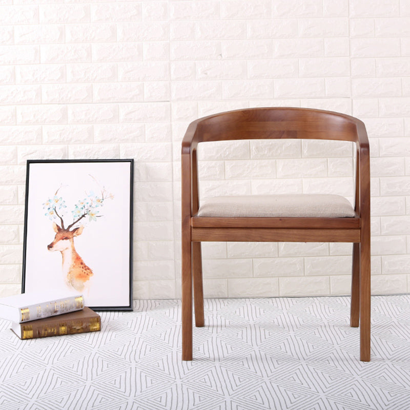 Contemporary Upholstered Arm Chair Home Rubberwood Dining Chair