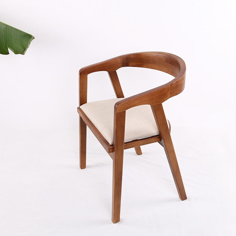 Contemporary Upholstered Arm Chair Home Rubberwood Dining Chair