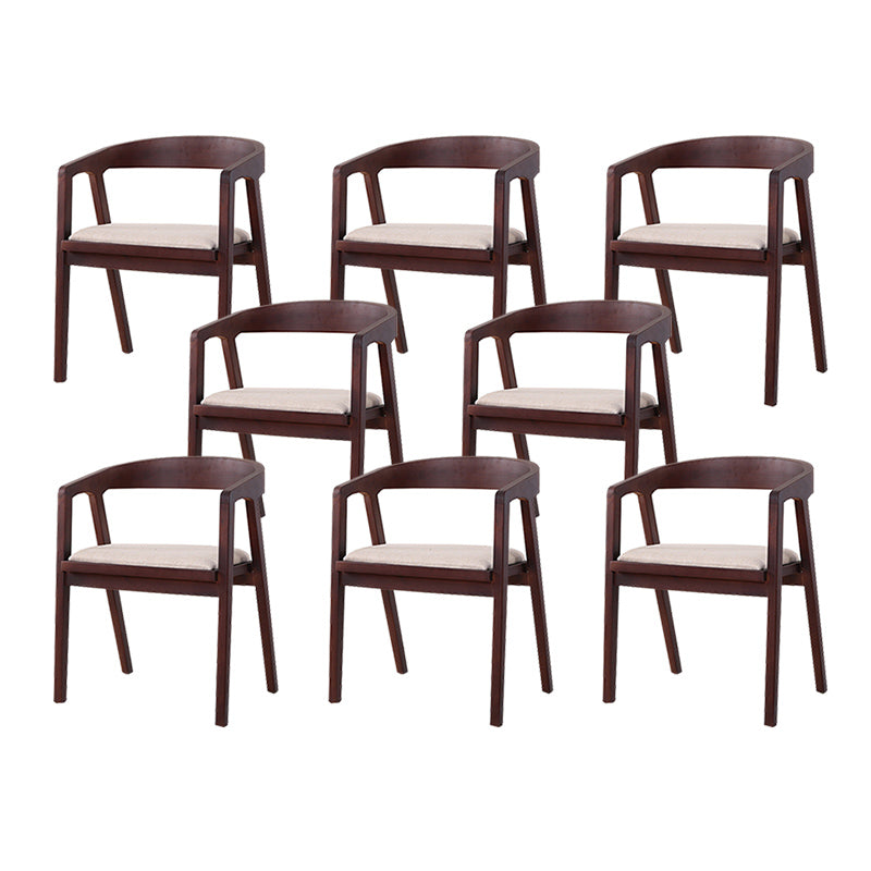 Contemporary Upholstered Arm Chair Home Rubberwood Dining Chair