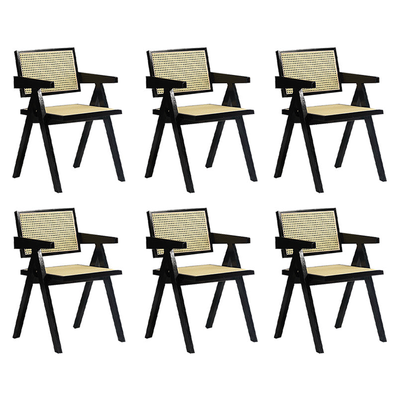 Dining Room Arm Dining Chair Home Solid Wood Cane Back Dining Chair