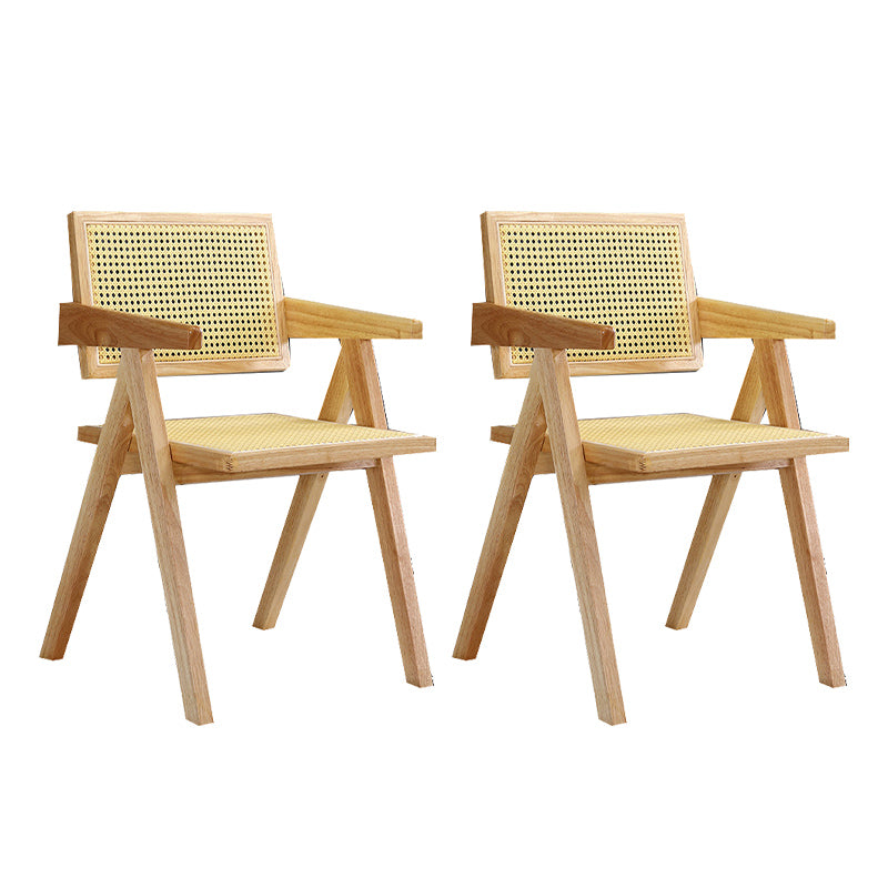 Dining Room Arm Dining Chair Home Solid Wood Cane Back Dining Chair