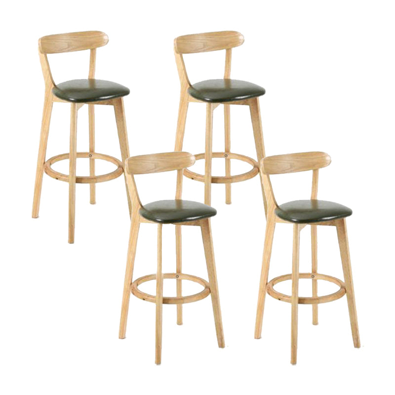 Industrial Backrest Armless Counter Stool Wood Cafe Bar Stool with Cushion and Pedal