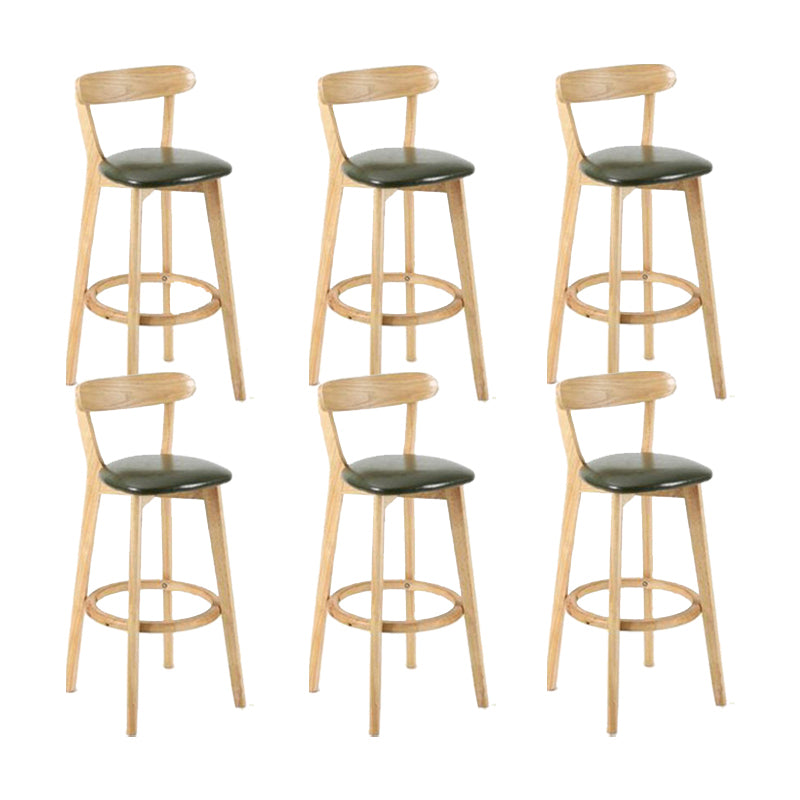 Industrial Backrest Armless Counter Stool Wood Cafe Bar Stool with Cushion and Pedal