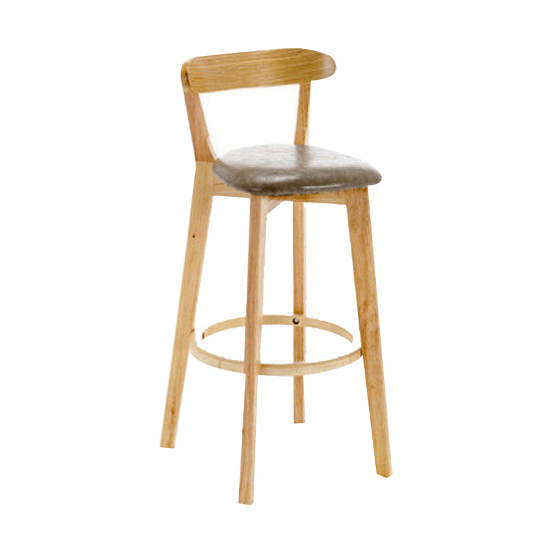 Industrial Backrest Armless Counter Stool Wood Cafe Bar Stool with Cushion and Pedal