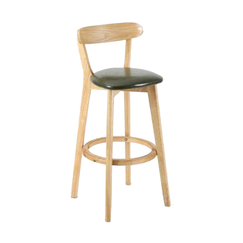Industrial Backrest Armless Counter Stool Wood Cafe Bar Stool with Cushion and Pedal