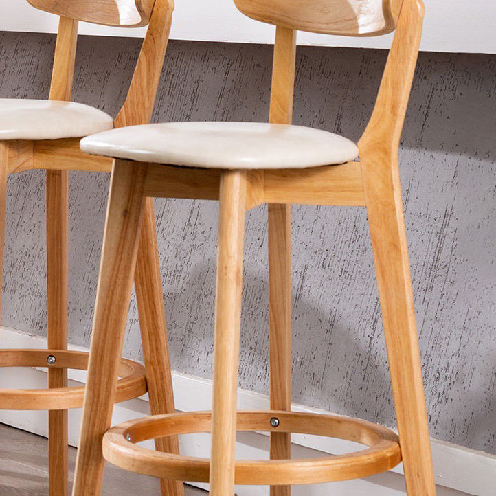 Industrial Backrest Armless Counter Stool Wood Cafe Bar Stool with Cushion and Pedal