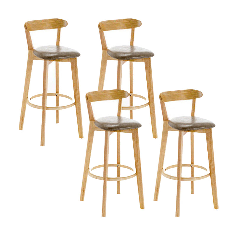 Industrial Backrest Armless Counter Stool Wood Cafe Bar Stool with Cushion and Pedal