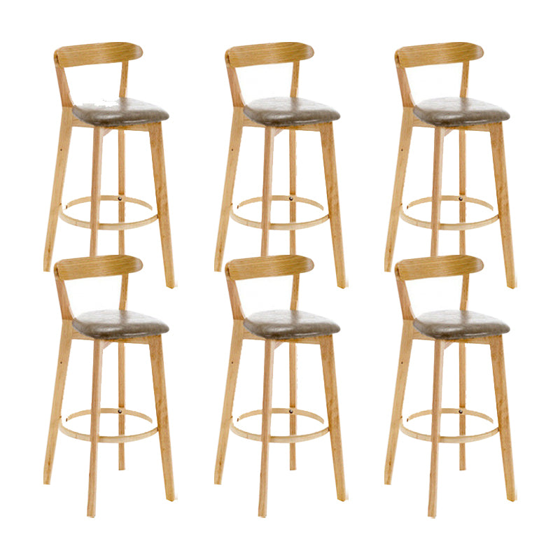 Industrial Backrest Armless Counter Stool Wood Cafe Bar Stool with Cushion and Pedal