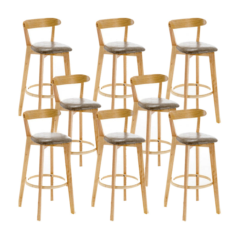 Industrial Backrest Armless Counter Stool Wood Cafe Bar Stool with Cushion and Pedal