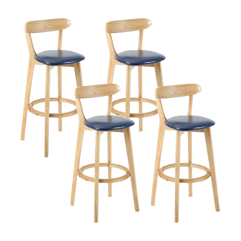 Industrial Backrest Armless Counter Stool Wood Cafe Bar Stool with Cushion and Pedal
