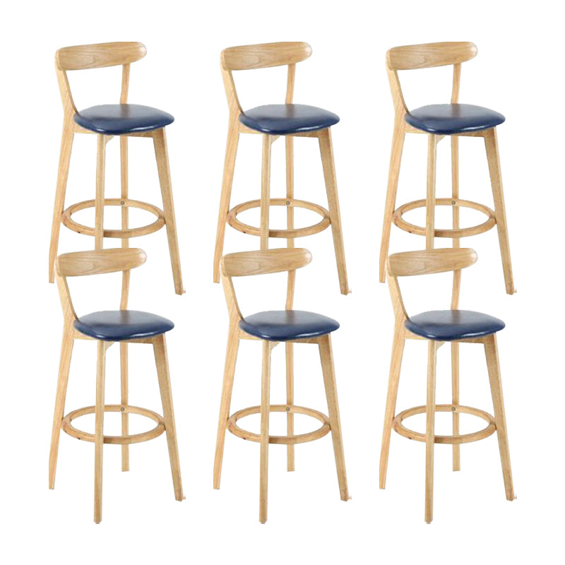 Industrial Backrest Armless Counter Stool Wood Cafe Bar Stool with Cushion and Pedal