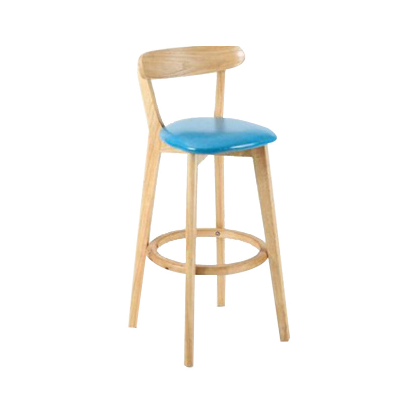 Industrial Backrest Armless Counter Stool Wood Cafe Bar Stool with Cushion and Pedal