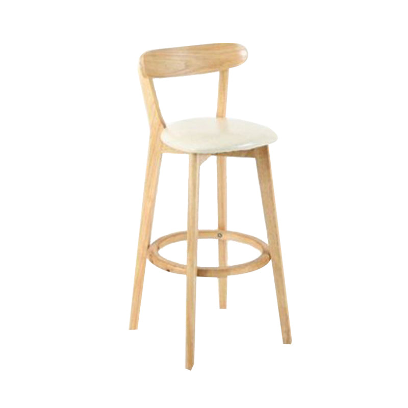 Industrial Backrest Armless Counter Stool Wood Cafe Bar Stool with Cushion and Pedal