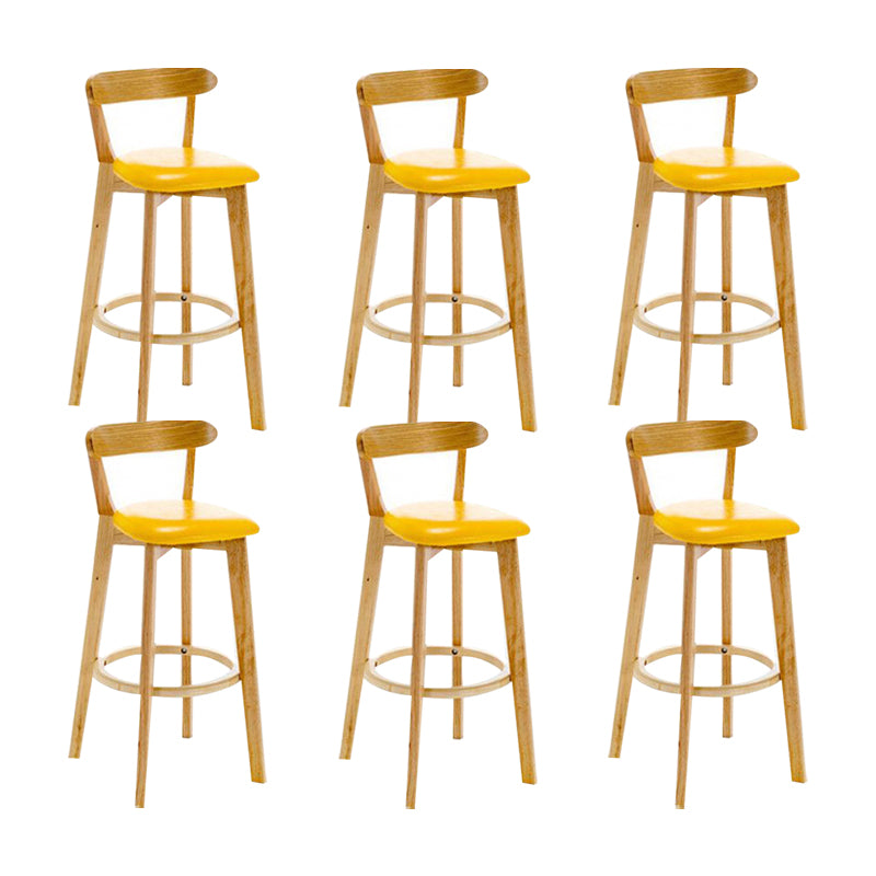 Industrial Backrest Armless Counter Stool Wood Cafe Bar Stool with Cushion and Pedal