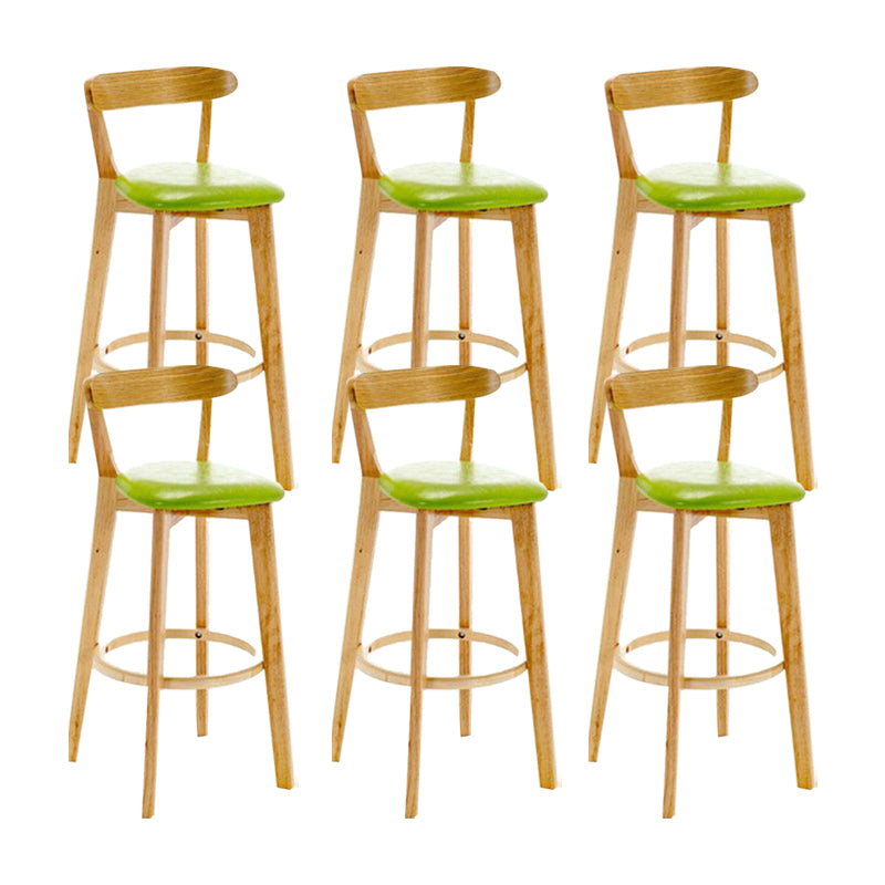 Industrial Backrest Armless Counter Stool Wood Cafe Bar Stool with Cushion and Pedal