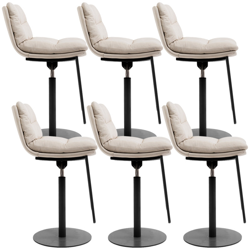 Glam Style Armless Counter Stool Leather Adjustable Height Bar Stool