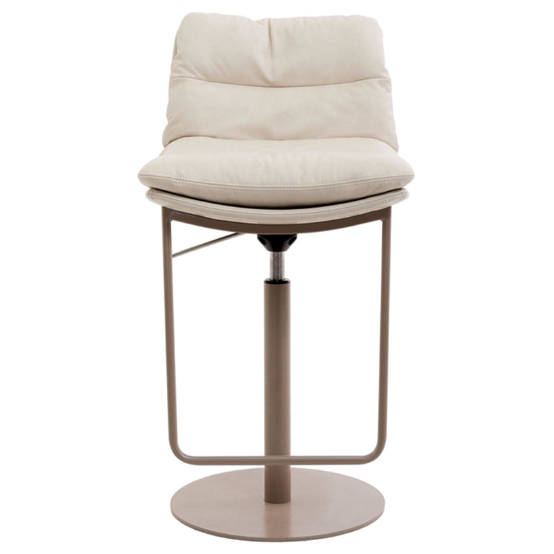 Glam Style Armless Counter Stool Leather Adjustable Height Bar Stool
