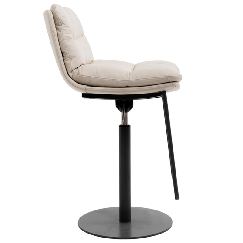 Glam Style Armless Counter Stool Leather Adjustable Height Bar Stool