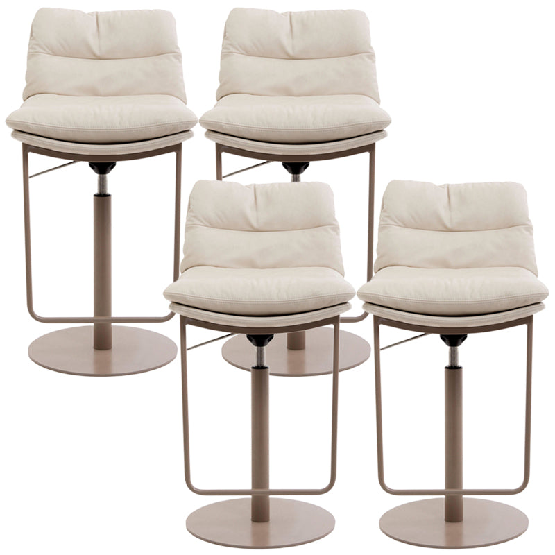 Glam Style Armless Counter Stool Leather Adjustable Height Bar Stool