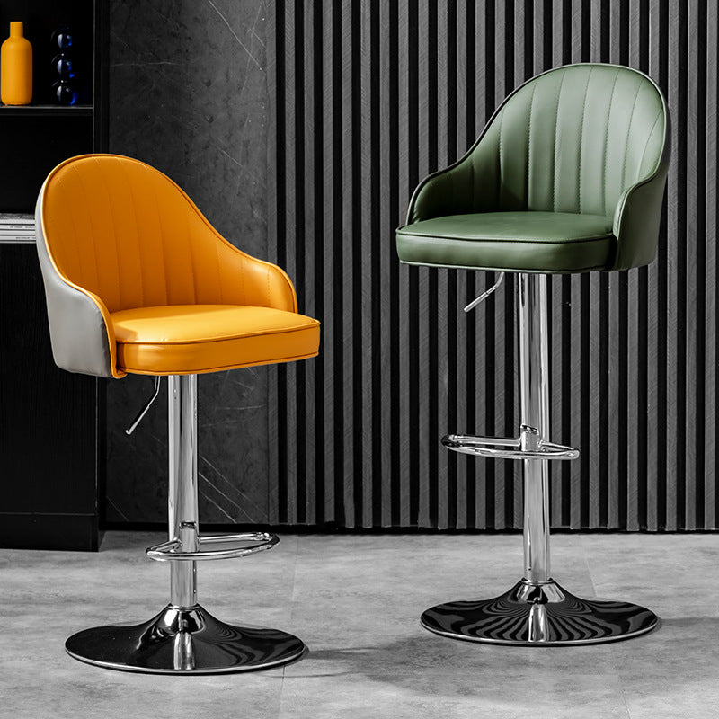 Industrial Liftable Bar Stool PU Leather Counter Bar Stool with Metal Legs for Home