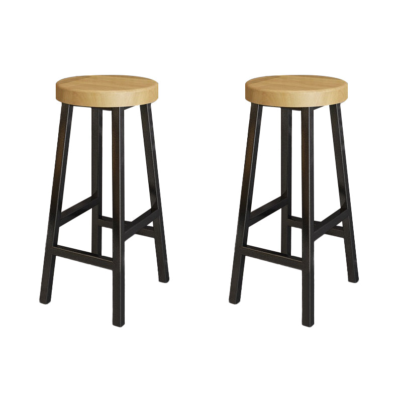 Modern Armless Counter Stool Pine Wood Bar Stool with Pedal for Cafe