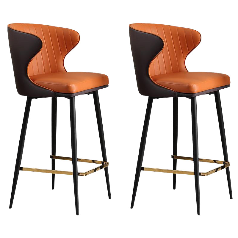 Glam Backrest Armrest Counter Stool Iron Bar Stool with Cushion and Pedal for Cafe