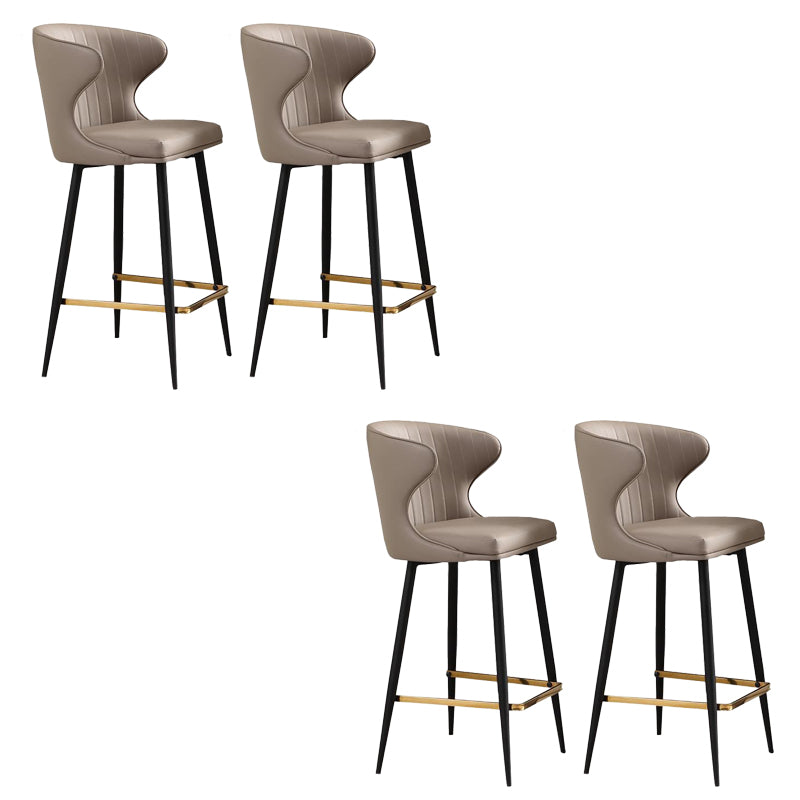 Glam Backrest Armrest Counter Stool Iron Bar Stool with Cushion and Pedal for Cafe