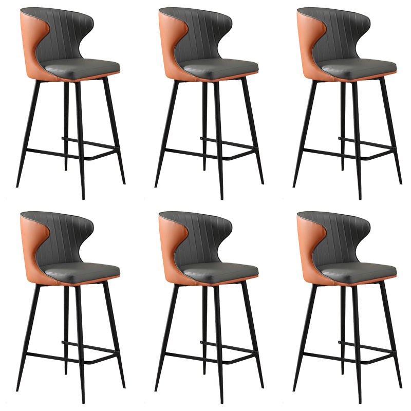 Glam Backrest Armrest Counter Stool Iron Bar Stool with Cushion and Pedal for Cafe