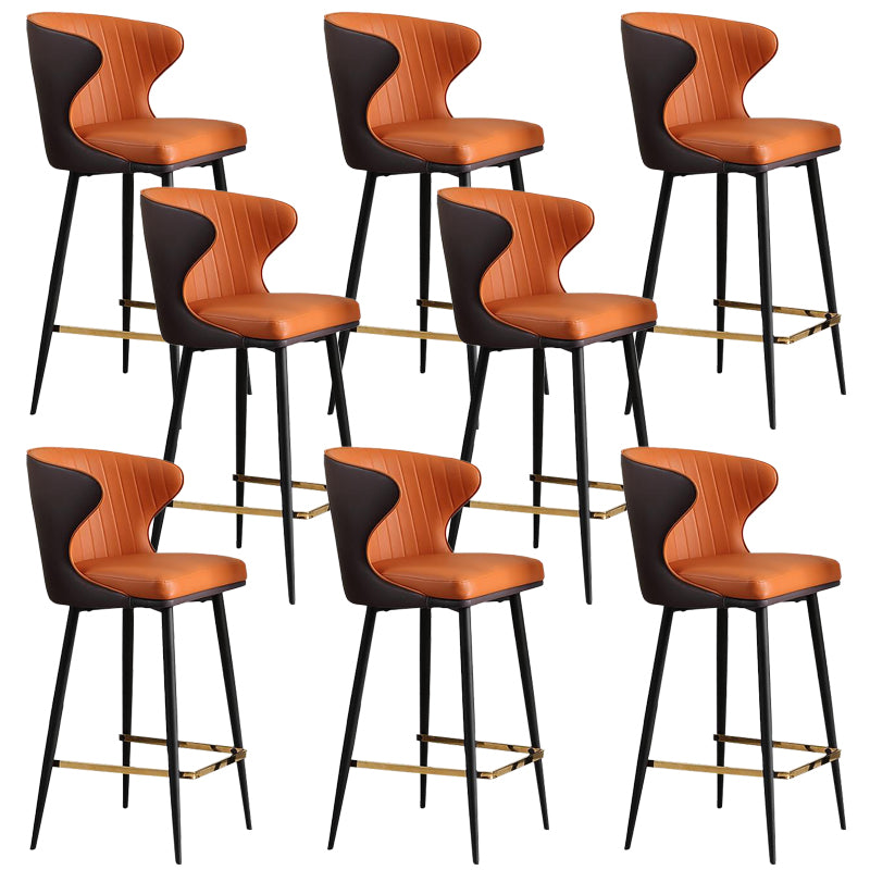 Glam Backrest Armrest Counter Stool Iron Bar Stool with Cushion and Pedal for Cafe