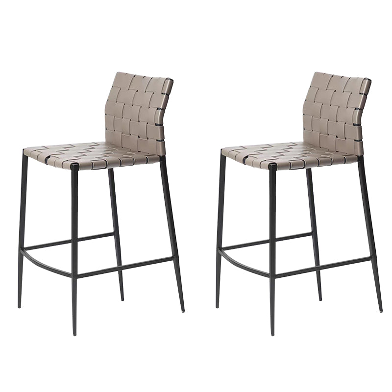 Modern Faux Leather Counter Stool Square Low Back Bar Stool for Indoor