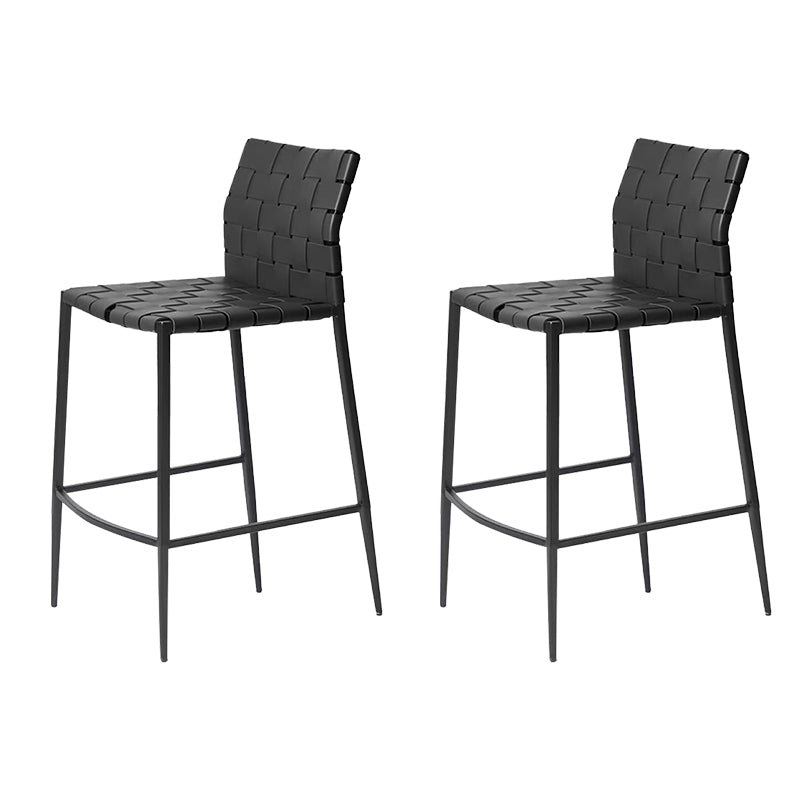Modern Faux Leather Counter Stool Square Low Back Bar Stool for Indoor