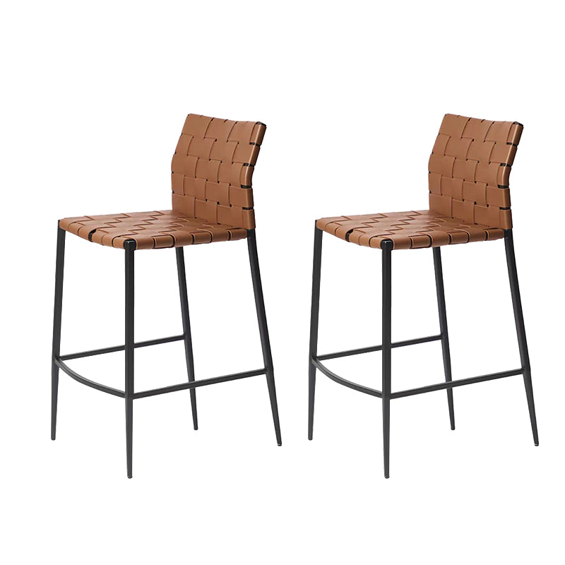 Modern Faux Leather Counter Stool Square Low Back Bar Stool for Indoor