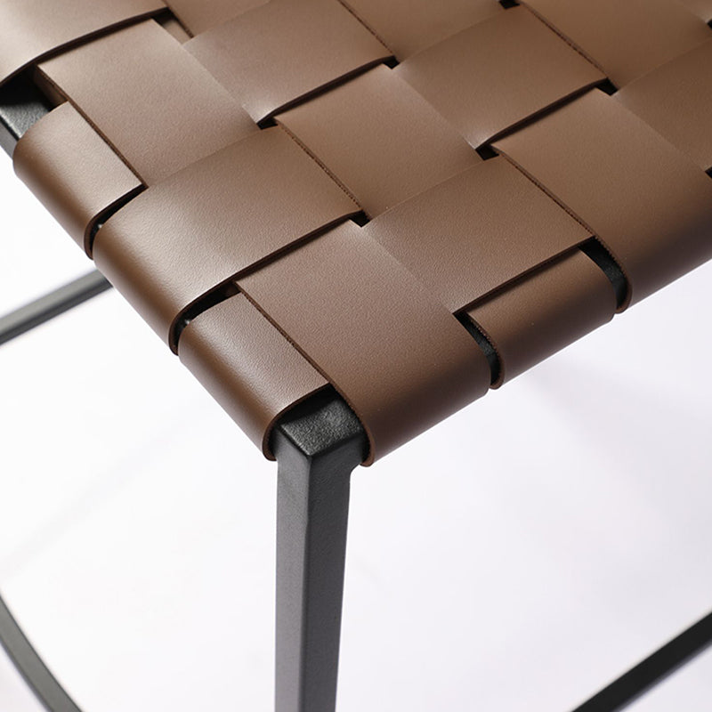 Modern Faux Leather Counter Stool Square Low Back Bar Stool for Indoor