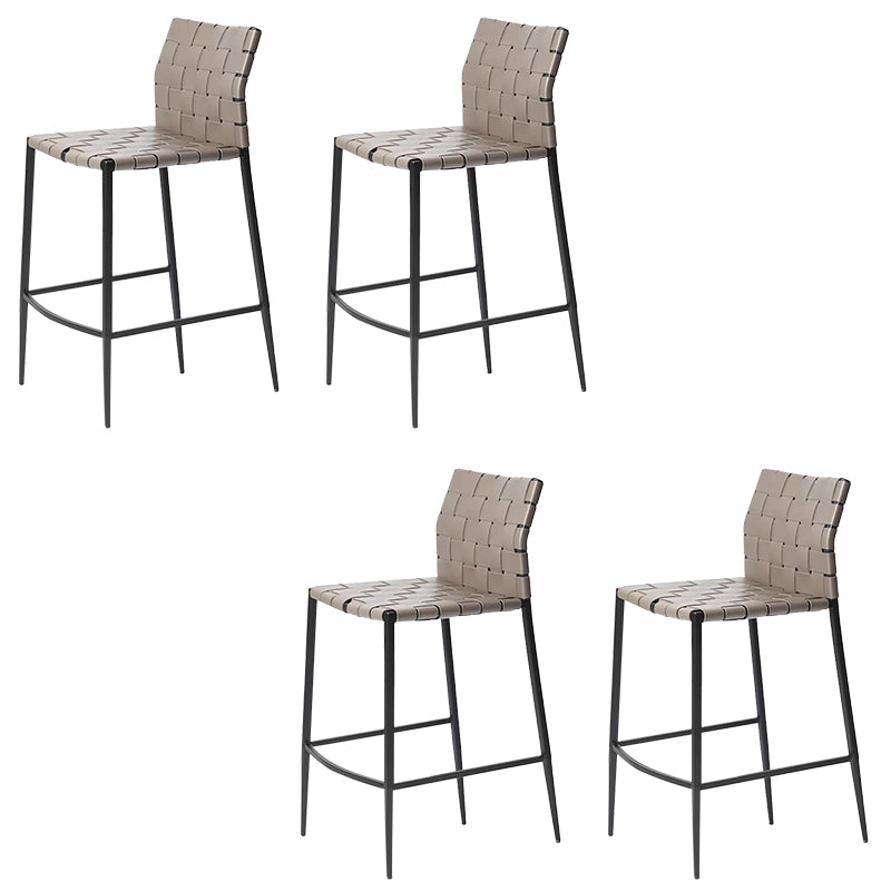 Modern Faux Leather Counter Stool Square Low Back Bar Stool for Indoor