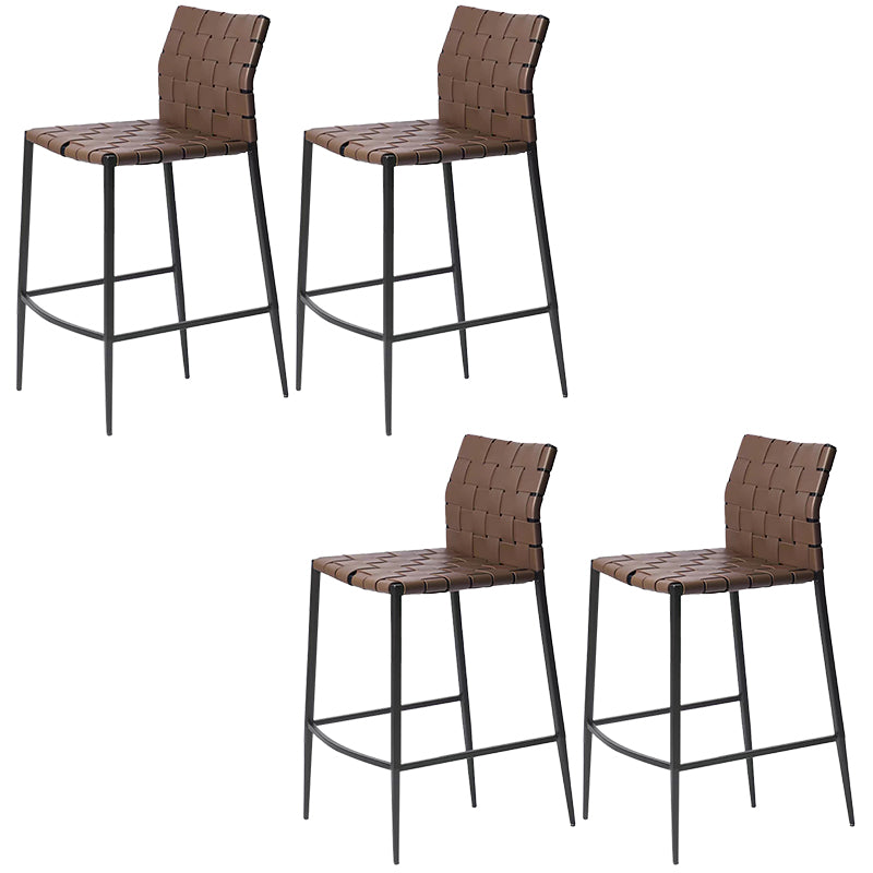 Modern Faux Leather Counter Stool Square Low Back Bar Stool for Indoor