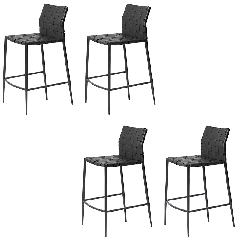 Modern Faux Leather Counter Stool Square Low Back Bar Stool for Indoor